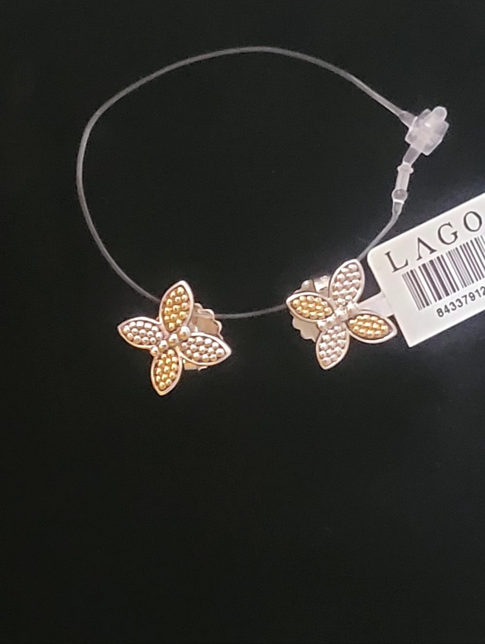 LAGOS Signature Caviar Butterfly Stud Earrings 18k Sterling Silver 925 Post New